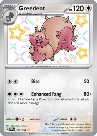 Greedent 206 - Holofoil SV Paldean Fates - Shiny Rare
