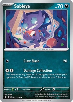 Sableye 107 - Reverse Holofoil SV05 Temporal Forces - Uncommon