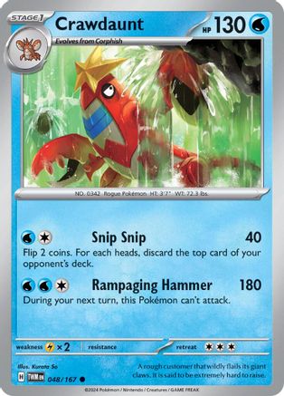 Crawdaunt 048 - Reverse Holofoil SV06 Twilight Masquerade - Common