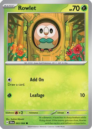 Rowlet 003 - Reverse Holofoil SV Shrouded Fable - Common