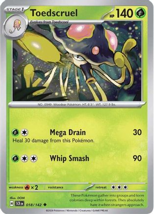 Toedscruel 018 - Reverse Holofoil SV07 Stellar Crown - Uncommon