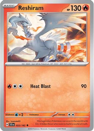 Reshiram 022 - Reverse Holofoil SV07 Stellar Crown - Uncommon