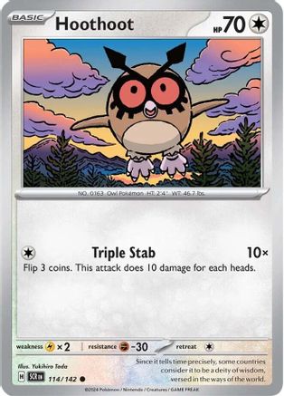 Hoothoot 114 - Reverse Holofoil SV07 Stellar Crown - Common
