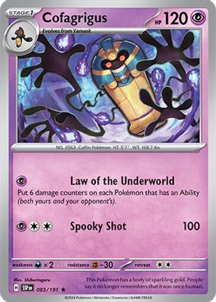 Cofagrigus 083 - Reverse Holofoil SV08 Surging Sparks - Rare