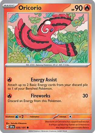 Oricorio 026/191 - Reverse Holofoil SV08 Surging Sparks - Common