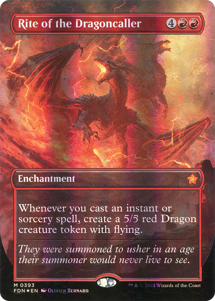 Rite of the Dragoncaller (Borderless) (Mana Foil) (FDN-393) - Foundations: (enchantment) Foil