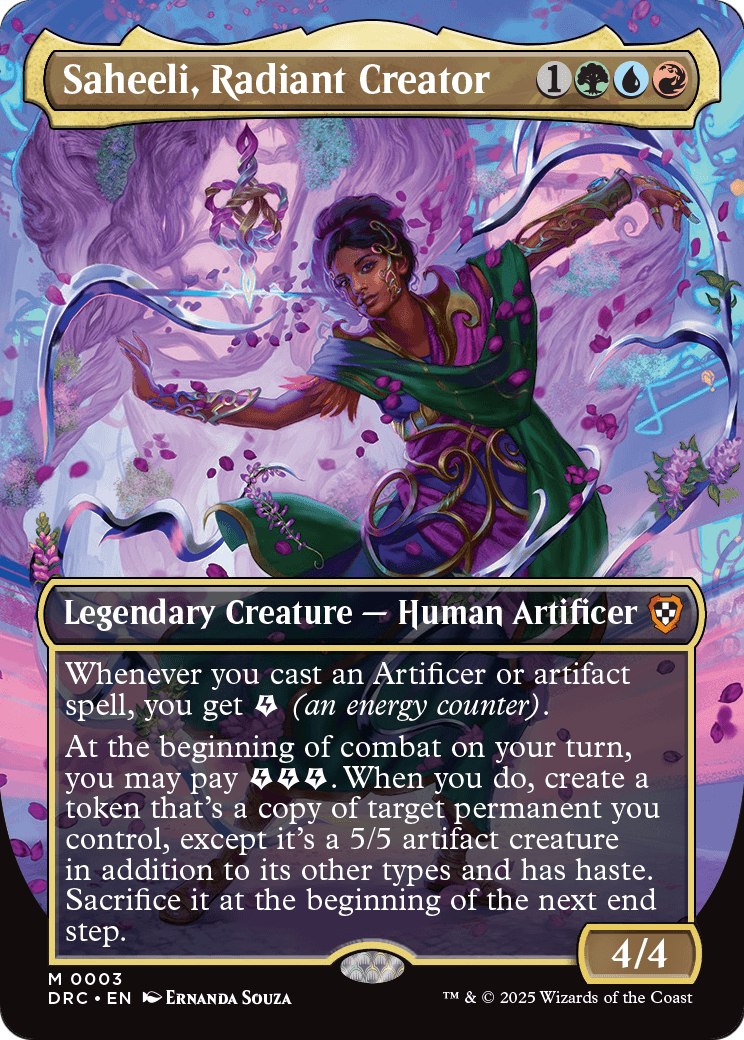 Saheeli, Radiant Creator (Borderless) (DRC-003) - Commander: Aetherdrift Foil