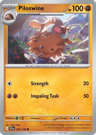 Piloswine 078 - Reverse Holofoil SV09 Journey Together - Common