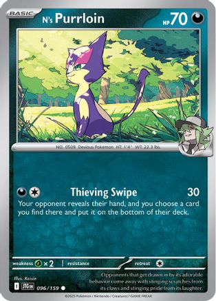 N's Purrloin 096 - Reverse Holofoil SV09 Journey Together - Common