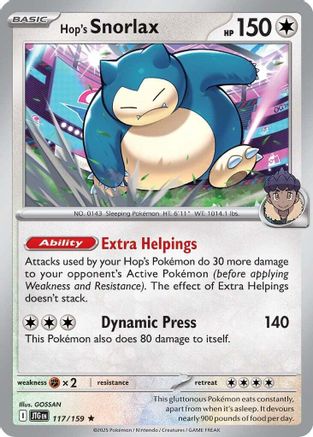 Hop's Snorlax 117 - Holofoil SV09 Journey Together - Rare