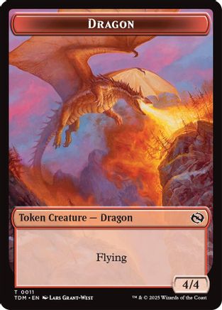 Dragon (0011) // Warrior Double-Sided Token (TDM-11 // 13) - Tarkir: Dragonstorm Foil