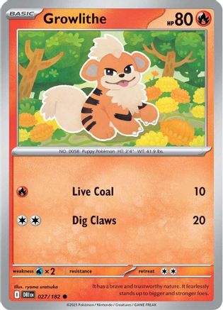 Growlithe 027 - Reverse Holofoil SV10 Destined Rivals - Common