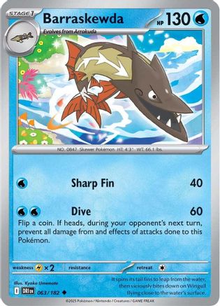 Barraskewda 063 - Reverse Holofoil SV10 Destined Rivals - Uncommon