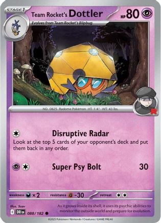 Team Rocket's Dottler 088 SV10 Destined Rivals - Common