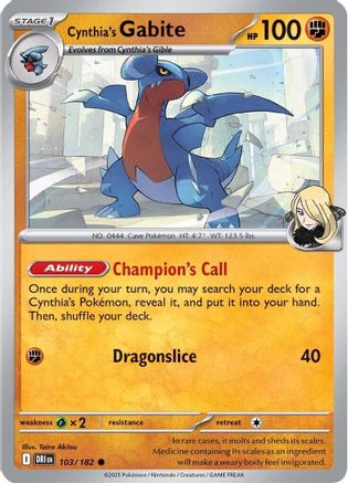 Cynthia's Gabite 103 SV10 Destined Rivals - Common