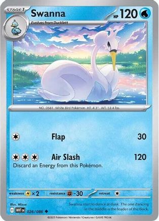 Swanna 026 - Reverse Holofoil SV White Flare - Uncommon