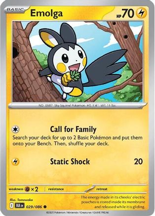 Emolga 029 - Reverse Holofoil SV Black Bolt - Common
