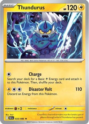 Thundurus 033 - Reverse Holofoil SV Black Bolt - Rare