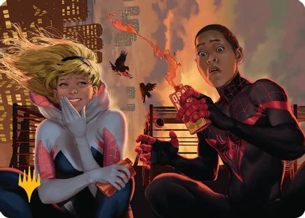 Heroes' Hangout Art Card (Gold-Stamped Planeswalker Symbol) (AASPM-014) - Art Series: Marvel's Spider-Man