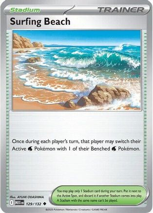 Surfing Beach 129 - Reverse Holofoil ME01 Mega Evolution - Uncommon