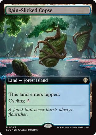 Rain-Slicked Copse (Extended Art) (ECC-043) - Commander: Lorwyn Eclipsed