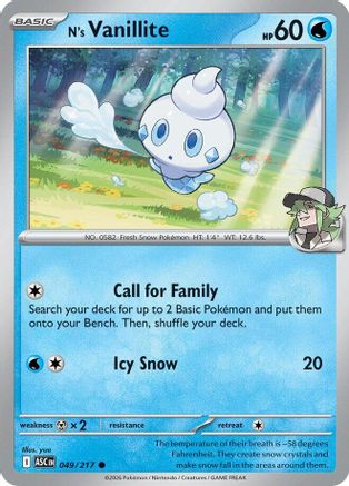 N's Vanillite 049 - Reverse Holofoil ME Ascended Heroes - Common