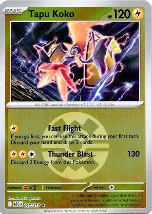 Tapu Koko (Quick Ball) 067 - Reverse Holofoil ME Ascended Heroes - Rare