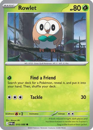 Rowlet 010/088 - Reverse Holofoil ME03 Perfect Order - Common