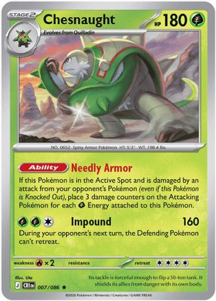 Chesnaught 007 - Holofoil ME04 Chaos Rising - Rare