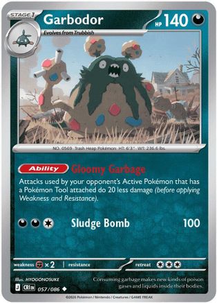 Garbodor 057 - Reverse Holofoil ME04 Chaos Rising - Uncommon