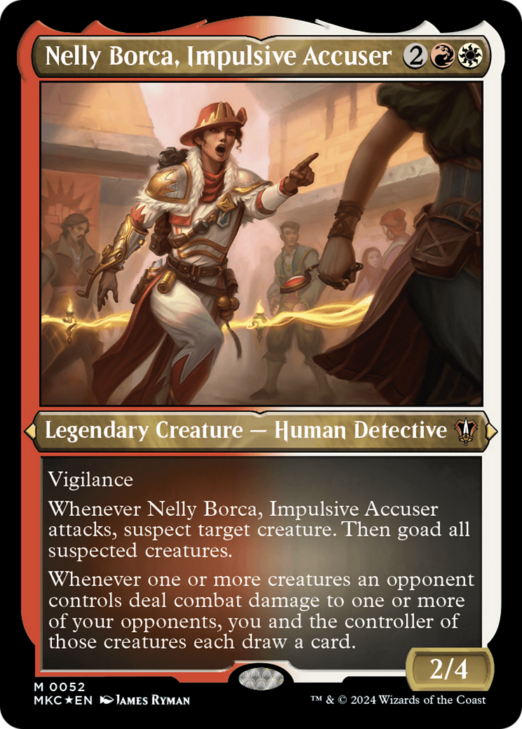 Nelly Borca, Impulsive Accuser (Display Commander) - Thick Stock (MKC-052) - Murders at Karlov Manor Commander Foil