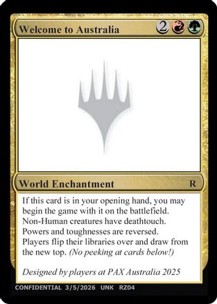 Welcome to Australia (UNK-) - Un-Known Event Playtest Cards