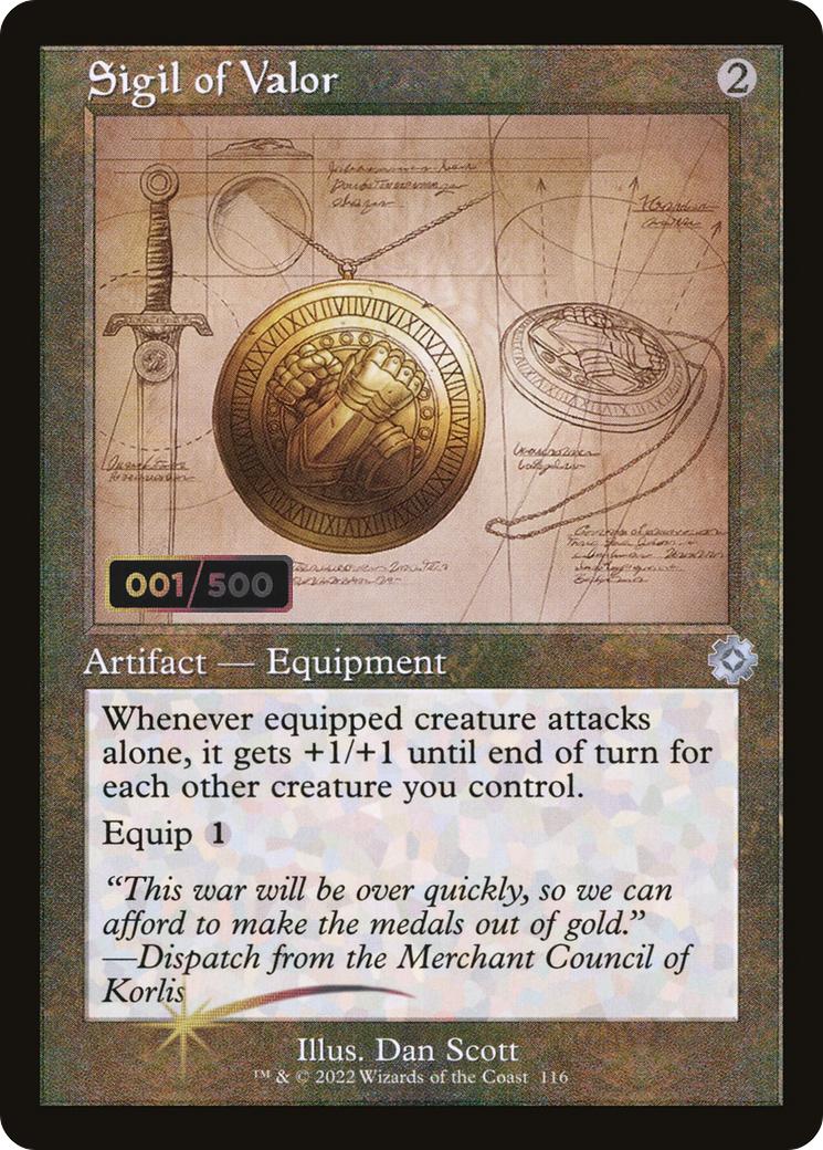 Sigil of Valor (Schematic) (Serial Numbered) (BRR-116) - The Brothers' War Retro Artifacts Foil