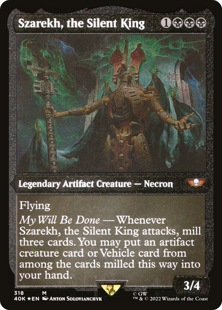 Szarekh, the Silent King (Display Commander) (Foil Etched) - Thick Stock (40K-318) - Warhammer 40,000 Commander Foil