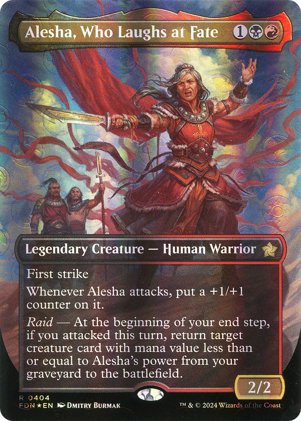 Alesha, Who Laughs at Fate (Borderless) (Mana Foil) (FDN-404) - Foundations Foil