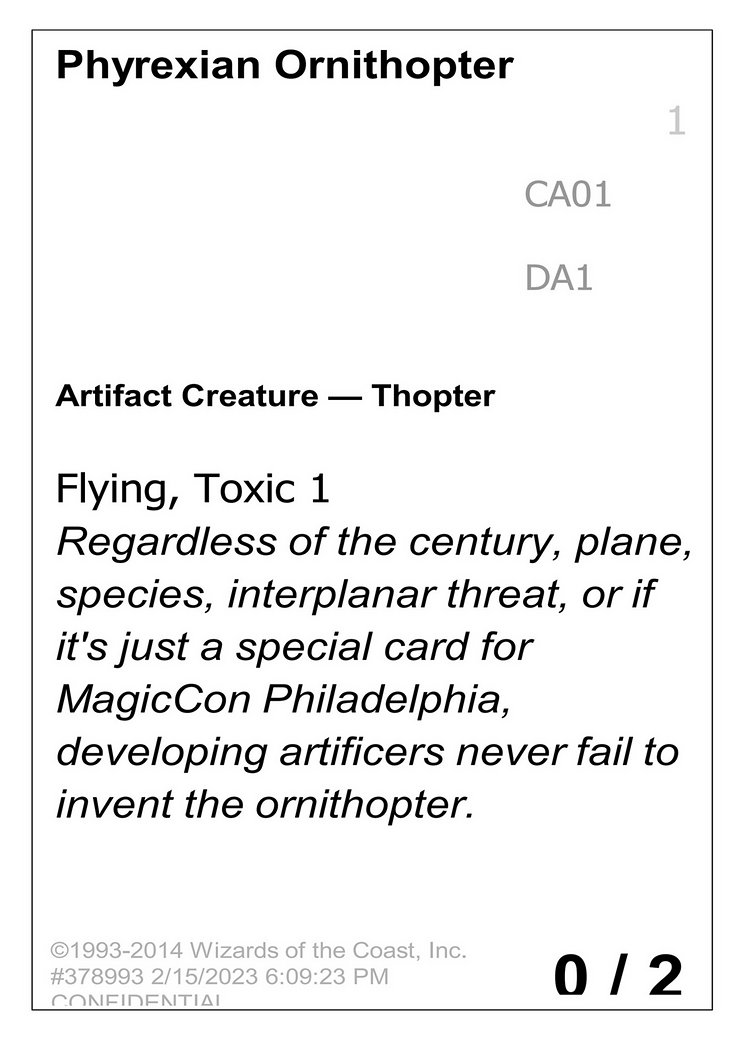 Phyrexian Ornithopter (UNK-) - Unknown Event