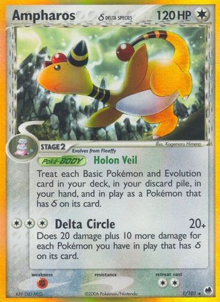 Ampharos (Delta Species)/101 - Holofoil Dragon Frontiers - Holo Rare