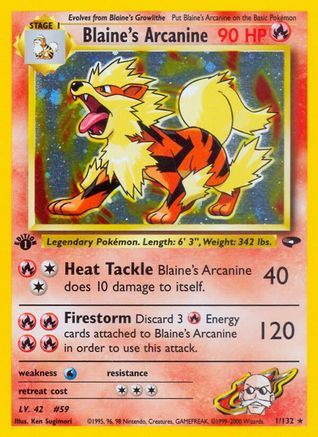 Blaine's Arcanine 001 - 1st Edition Holofoil Gym Challenge - Holo Rare