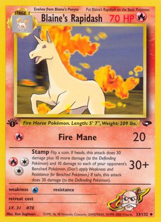 Blaine's Rapidash 033 - 1st Edition Gym Challenge - Uncommon