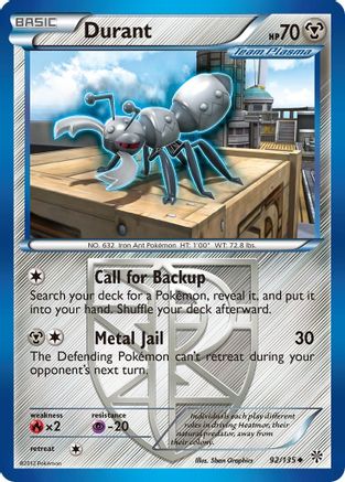 Durant (Team Plasma) (92) - Reverse Holofoil Plasma Storm - Uncommon