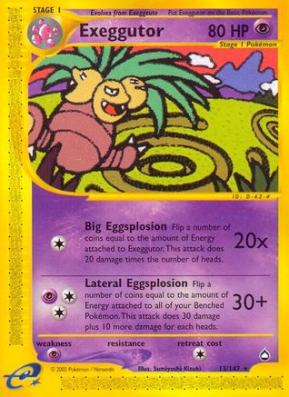 Exeggutor (13) - Reverse Holofoil Aquapolis - Rare