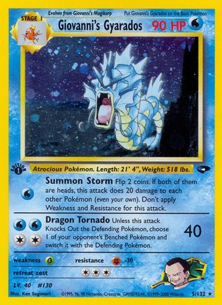 Giovanni's Gyarados - 1st Edition Holofoil Gym Challenge - Holo Rare