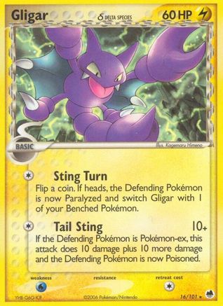 Gligar (Delta Species) 016/101 - Reverse Holofoil Dragon Frontiers - Rare