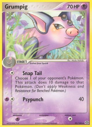 Grumpig - 030/106/106 - Reverse Holofoil Emerald - Uncommon