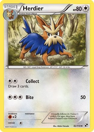 Herdier - Reverse Holofoil Black and White - Uncommon