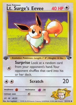 Lt. Surge's Eevee 051 - 1st Edition Gym Challenge - Uncommon