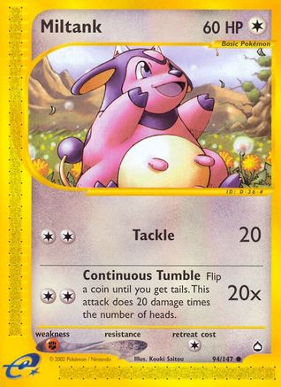 Miltank 094 - Reverse Holofoil Aquapolis - Common
