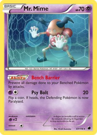 Mr. Mime 047/116 - Reverse Holofoil Plasma Freeze - Rare