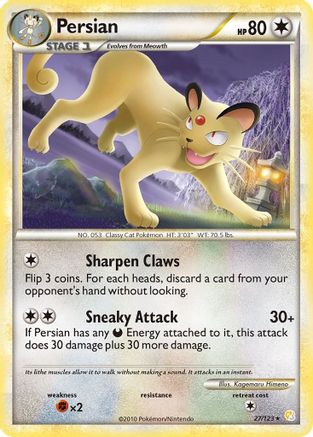 Persian 027 - Reverse Holofoil HeartGold SoulSilver - Rare