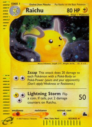 Raichu (H25) - Holofoil Skyridge - Holo Rare